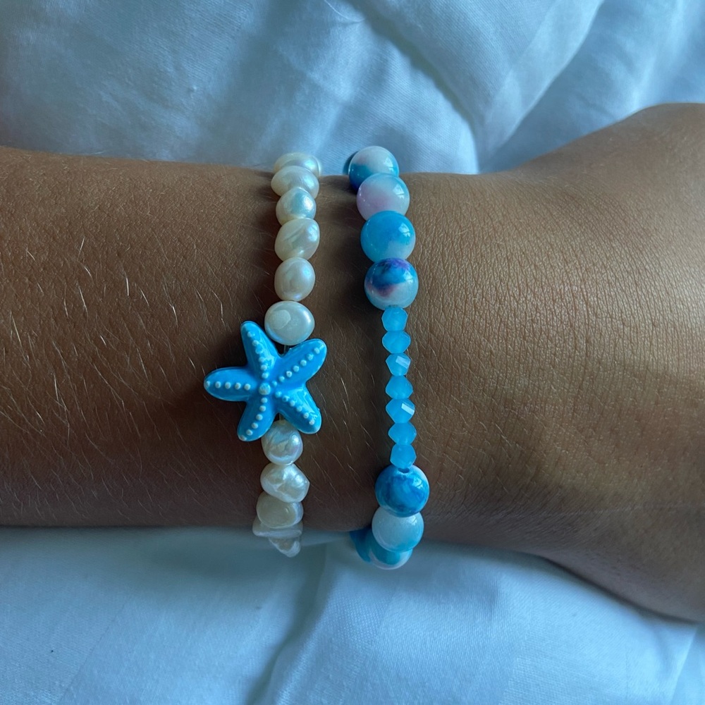 starfish freshwater pearl bracelet set